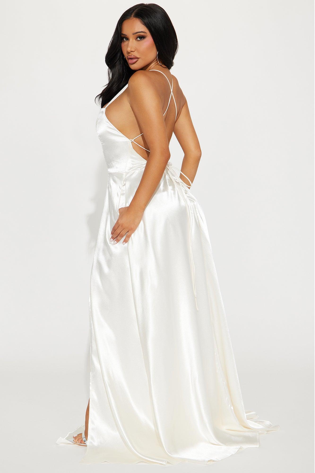 Fancy Taste Satin Maxi Dress - White Product Image