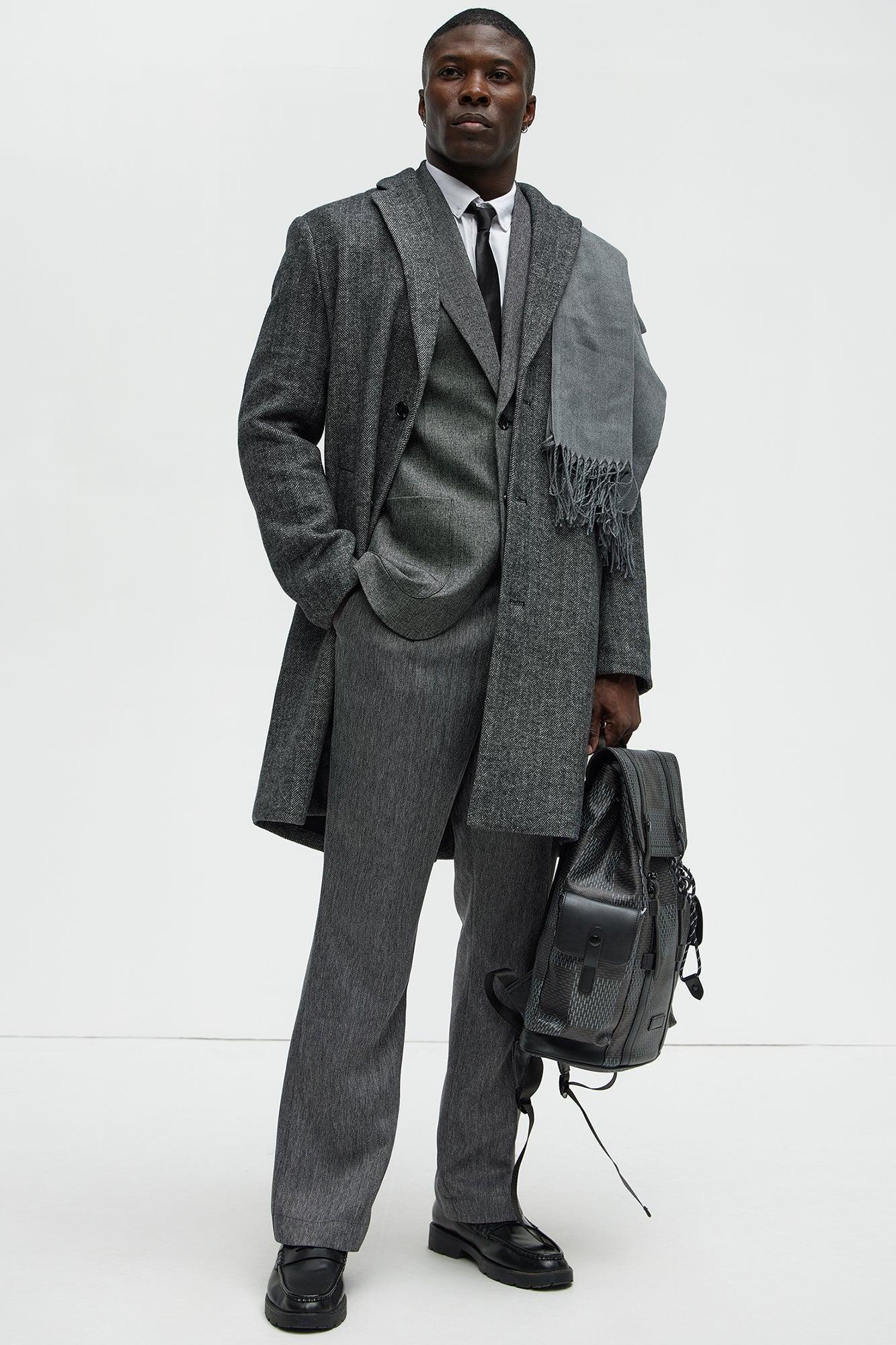 Double Time Pleated Straight Trousers - Grey/combo Product Image