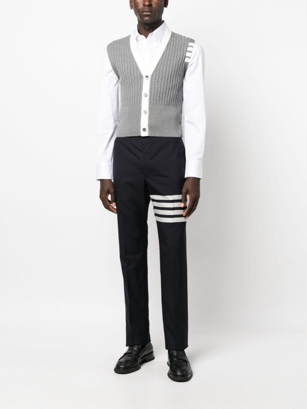 THOM BROWNE V-neck Knitted Waistcoat In Grey Product Image