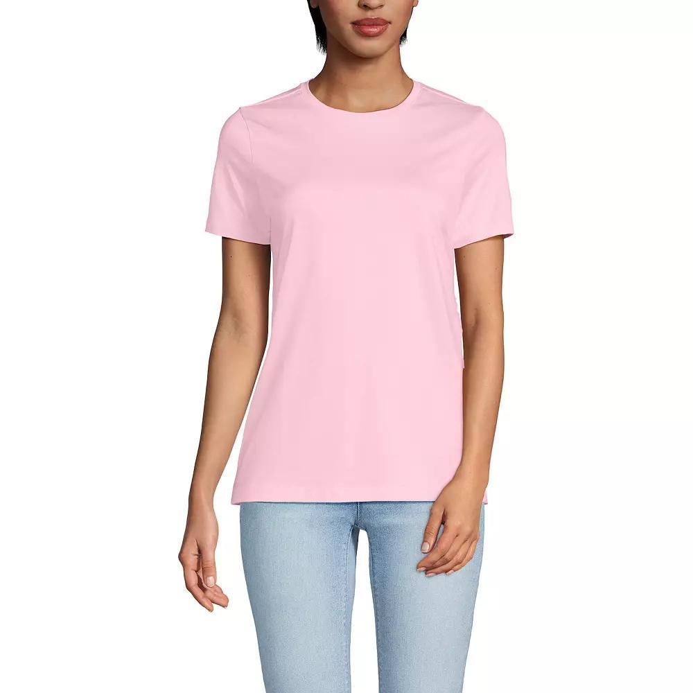 Petite Lands' End Relaxed-Fit Supima Cotton Crewneck Tee, Women's, Size: Medium Petite, Light Rose Pink Product Image