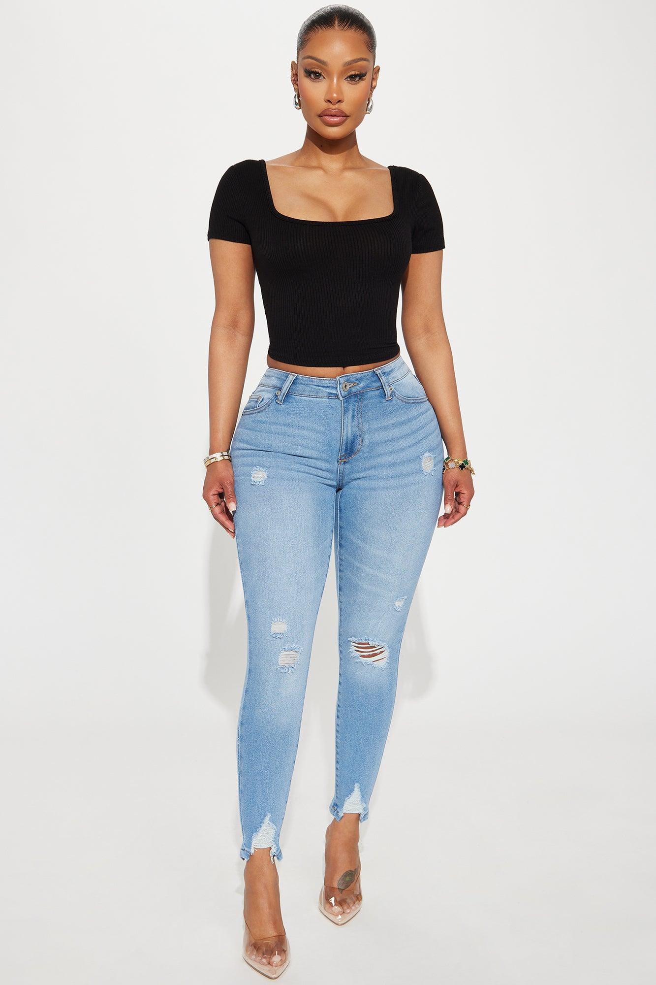 Fitting In Ripped Stretch Skinny Jeans - Vintage Wash Product Image