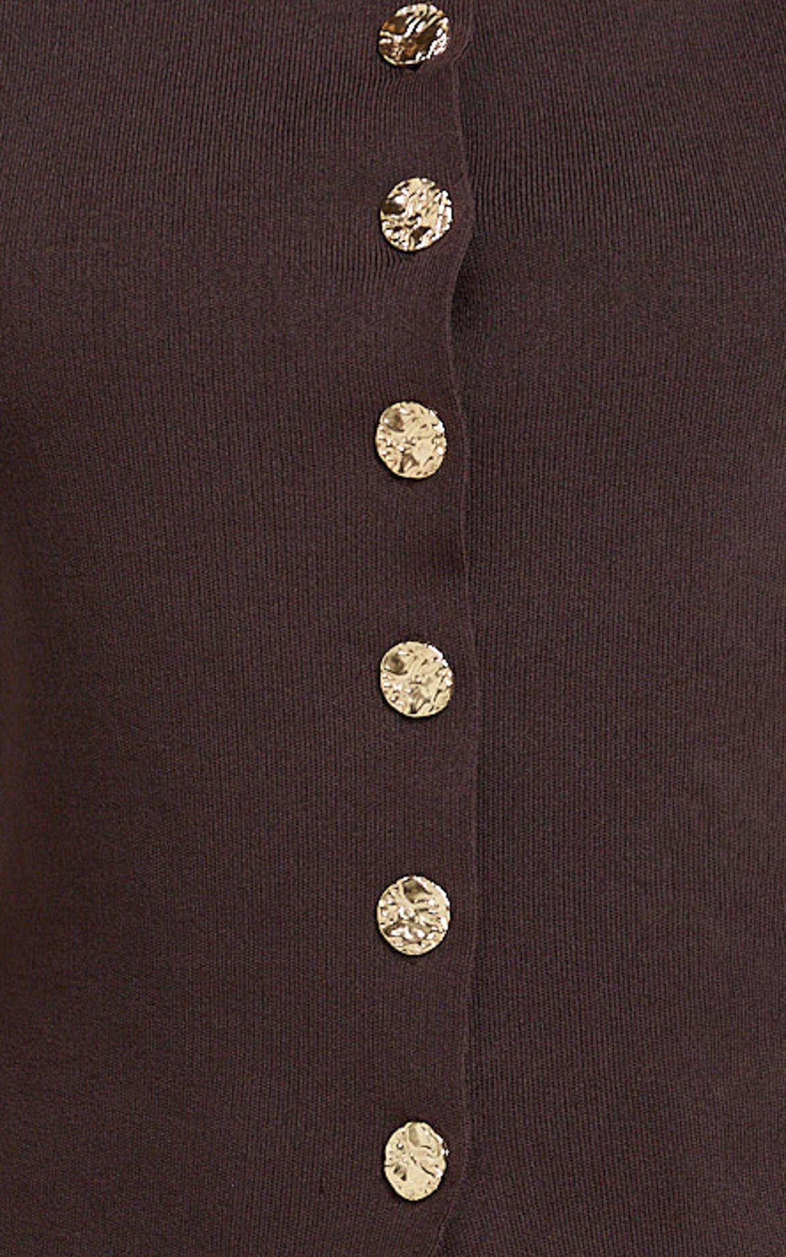 Riva Top - Hardware Detail Button Down Sleeveless Vest Top in Chocolate Product Image