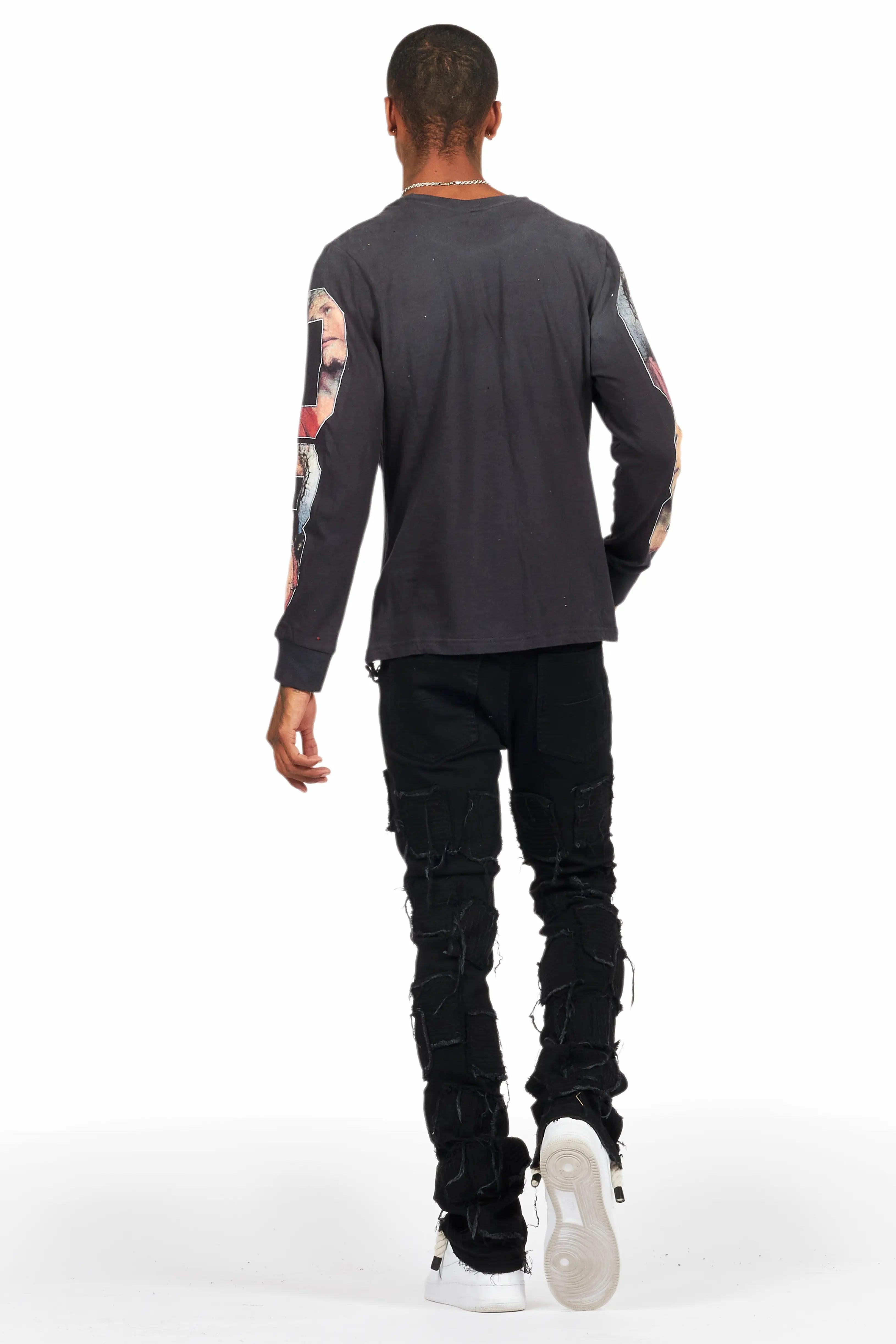 Gawel Jet Black Stacked Flare Jean Male Product Image