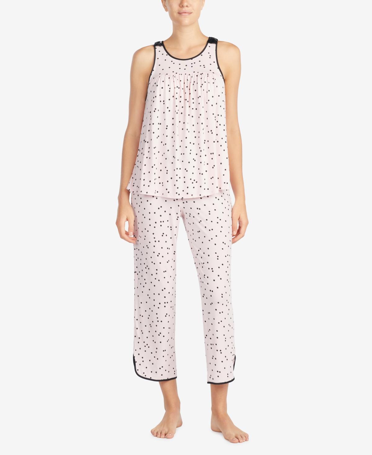 kate spade new york Dot Print Jersey Cropped Coordinating Pajama Set Product Image