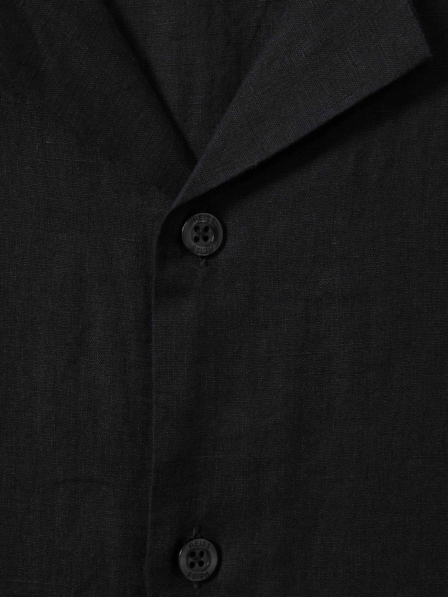 Linen Cuban-Collar Shirt in Black Product Image