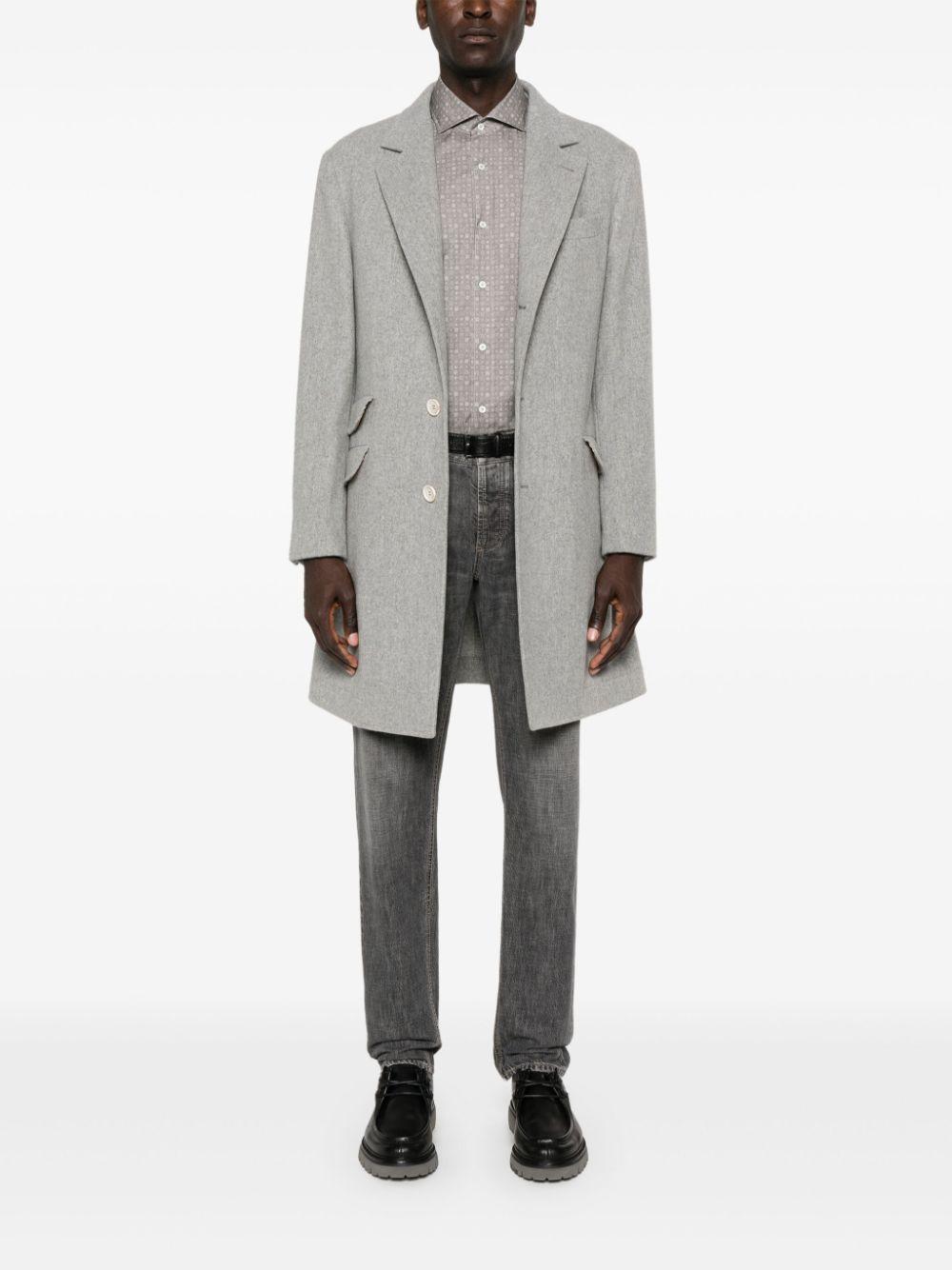 BRUNELLO CUCINELLI Graphic-print Cotton Shirt In Grey Product Image