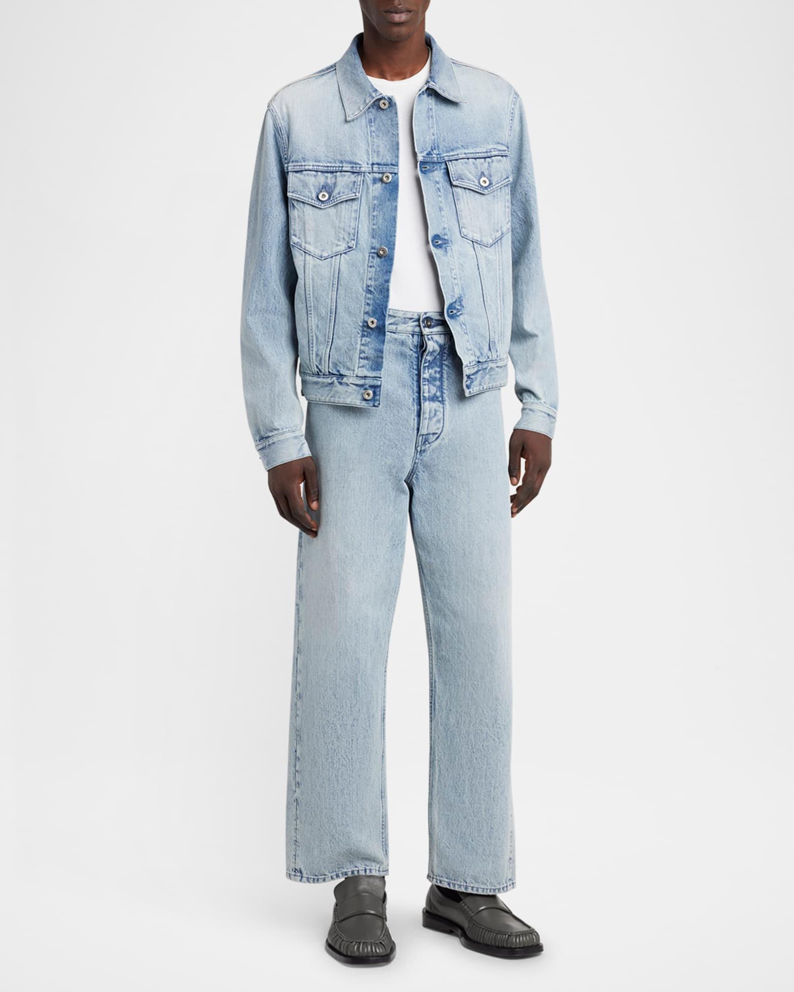 Men's Acid-Wash Denim Jacket Product Image