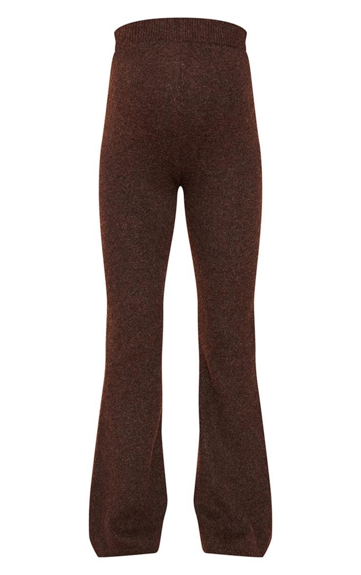 Maternity Chocolate Brown Luxe Knit Flared Pants Product Image