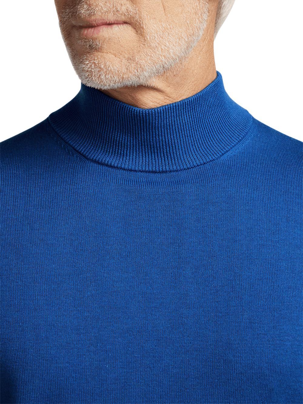 Supima Cotton Mock Neck Sweater - Blue Product Image