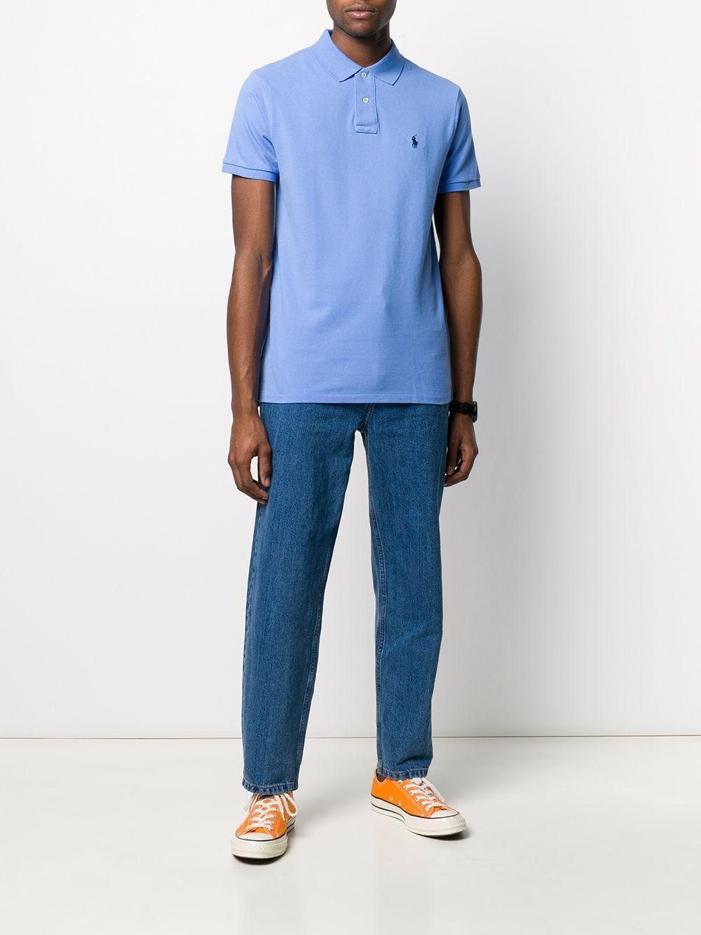 short sleeve embroidered logo polo shirt Product Image