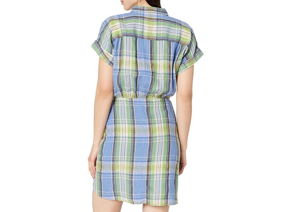 Lauren Ralph Lauren Plaid Tie Front Linen Shirtdress Multi) Women's Clothing Product Image