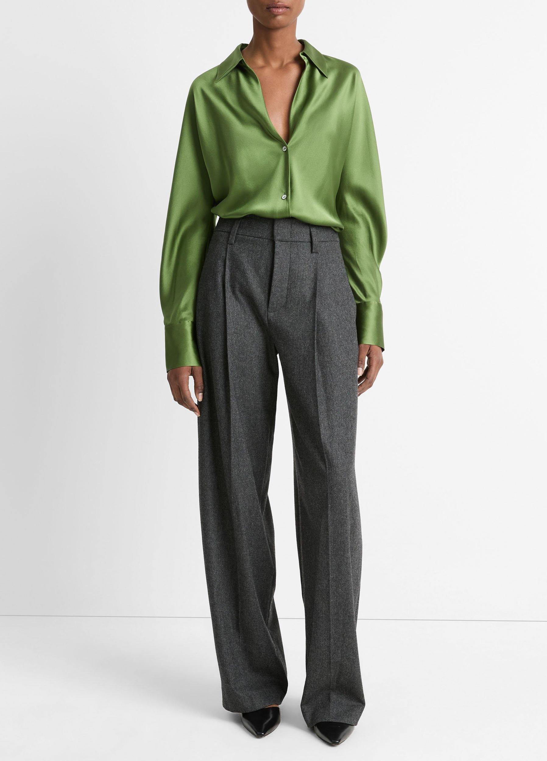 Silk Bias Long-Sleeve Blouse Product Image