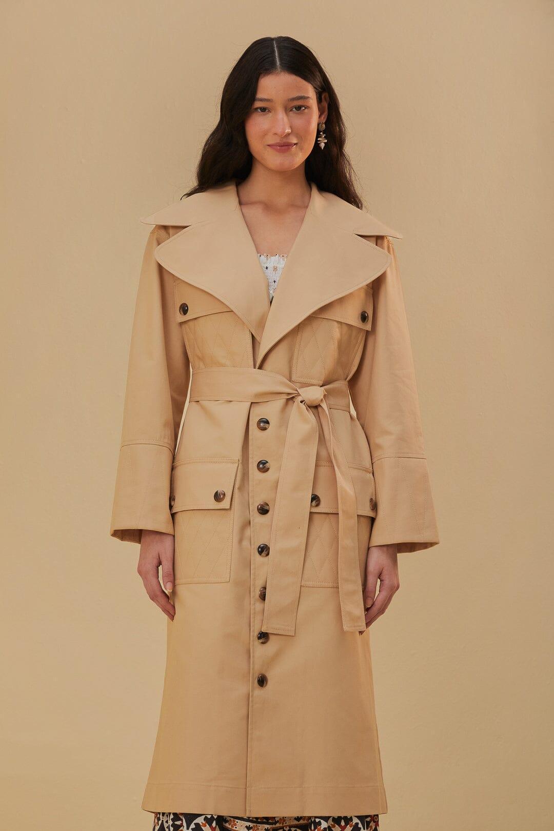 Pockets Over Nude Trench Coat Product Image