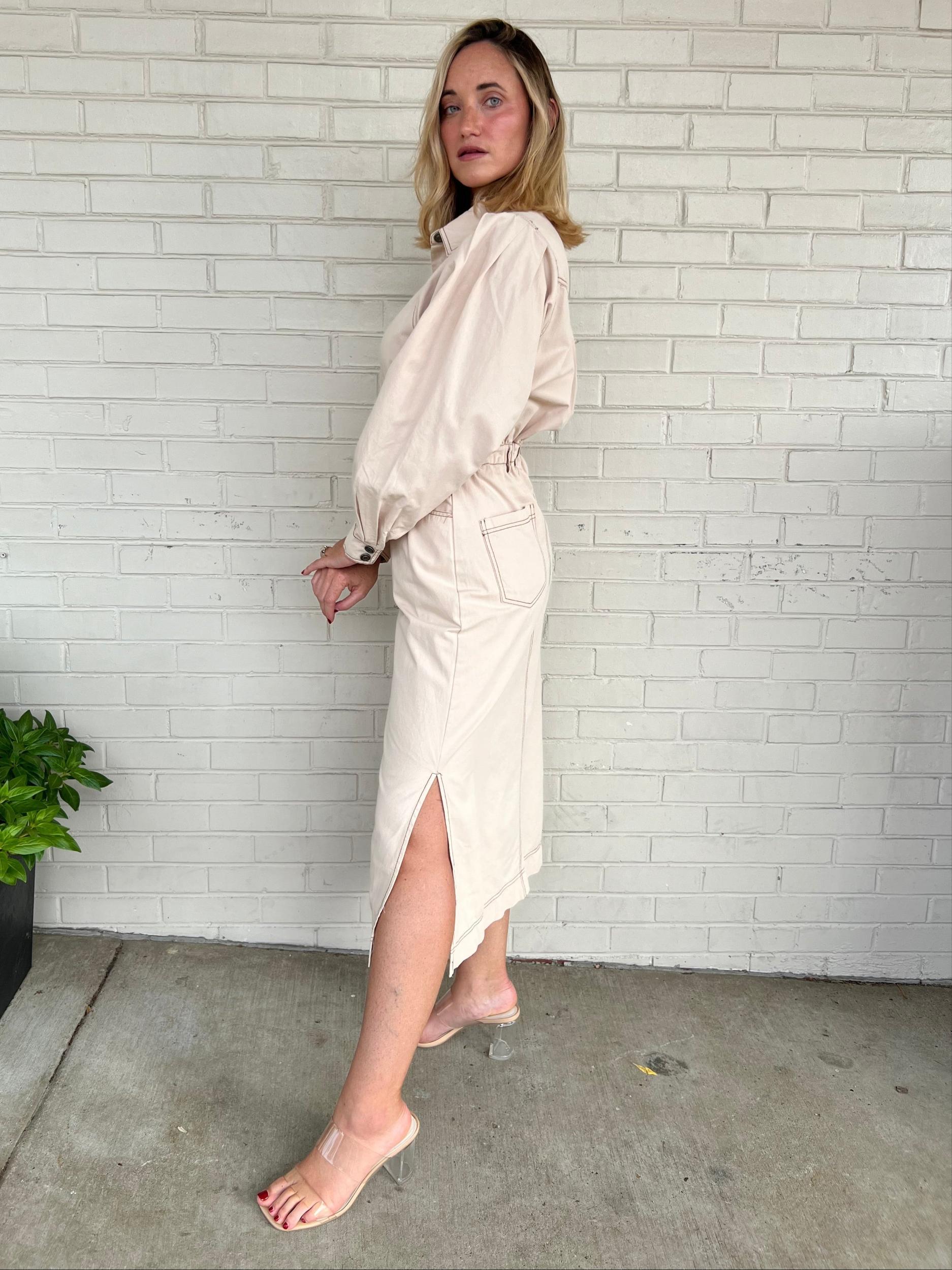 Composed Button Front Midi Shirt Dress Product Image