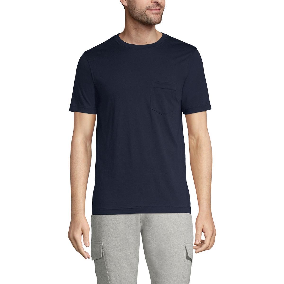 Mens Lands End Supima Pocket Tee Light Gray Grey Product Image