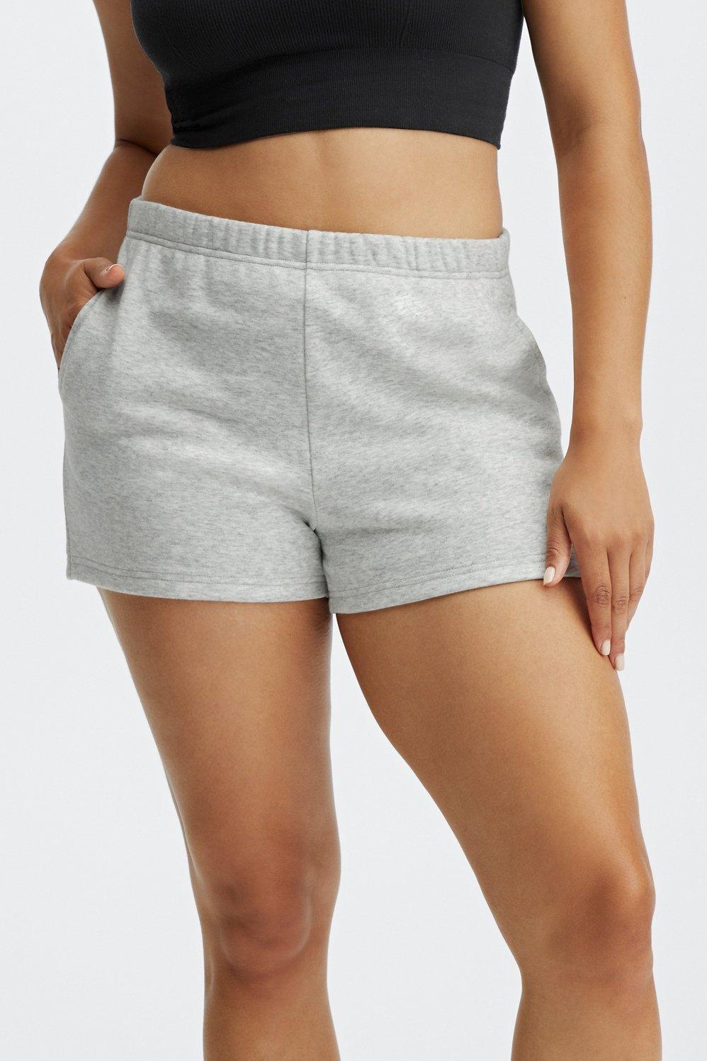 Fabletics Go-To High-Waisted Slim Sweatshort Womens Light Grey Heather plus Size 1X Product Image