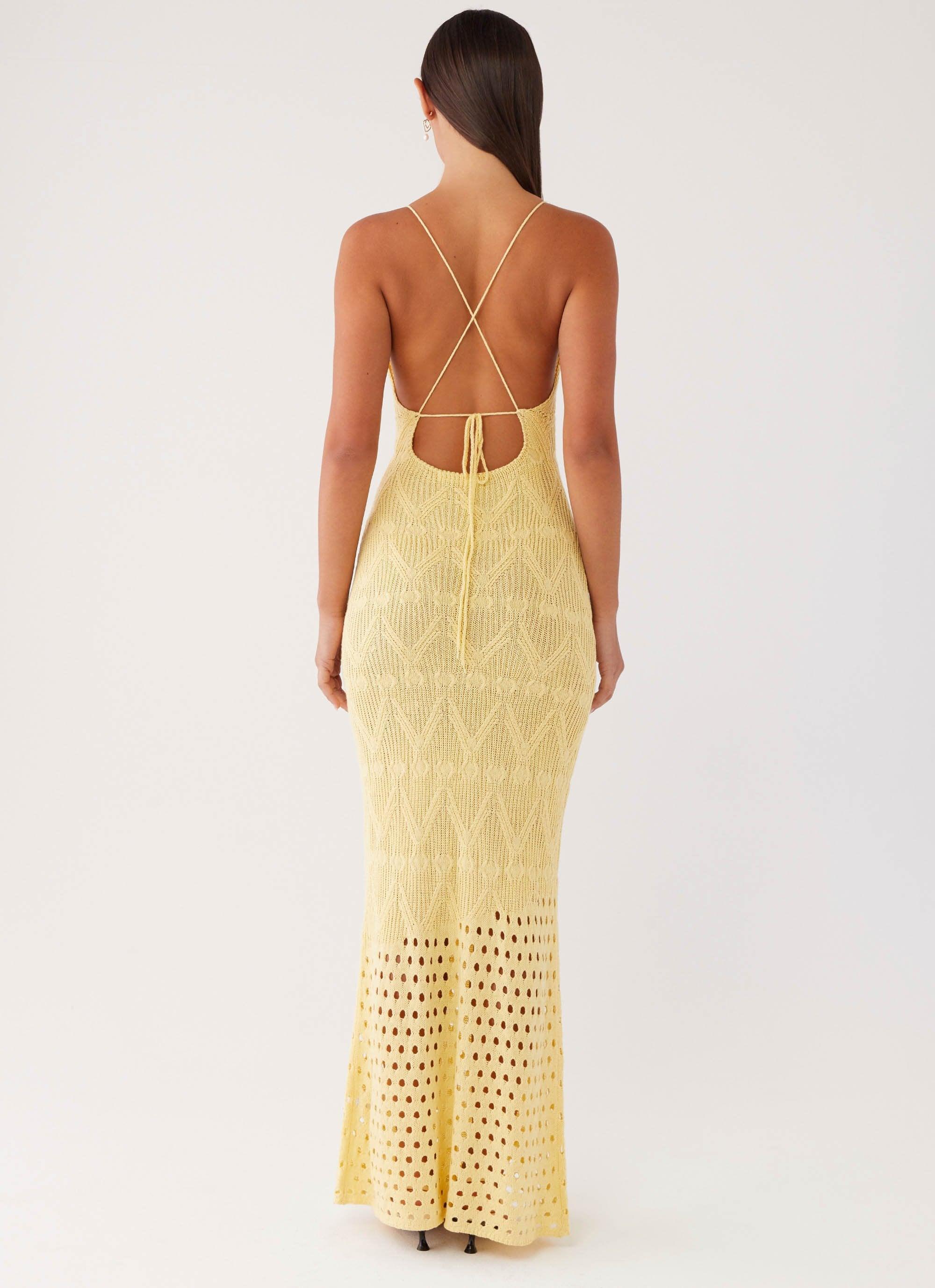 Vivid Dreams Crochet Maxi Dress - Yellow Product Image