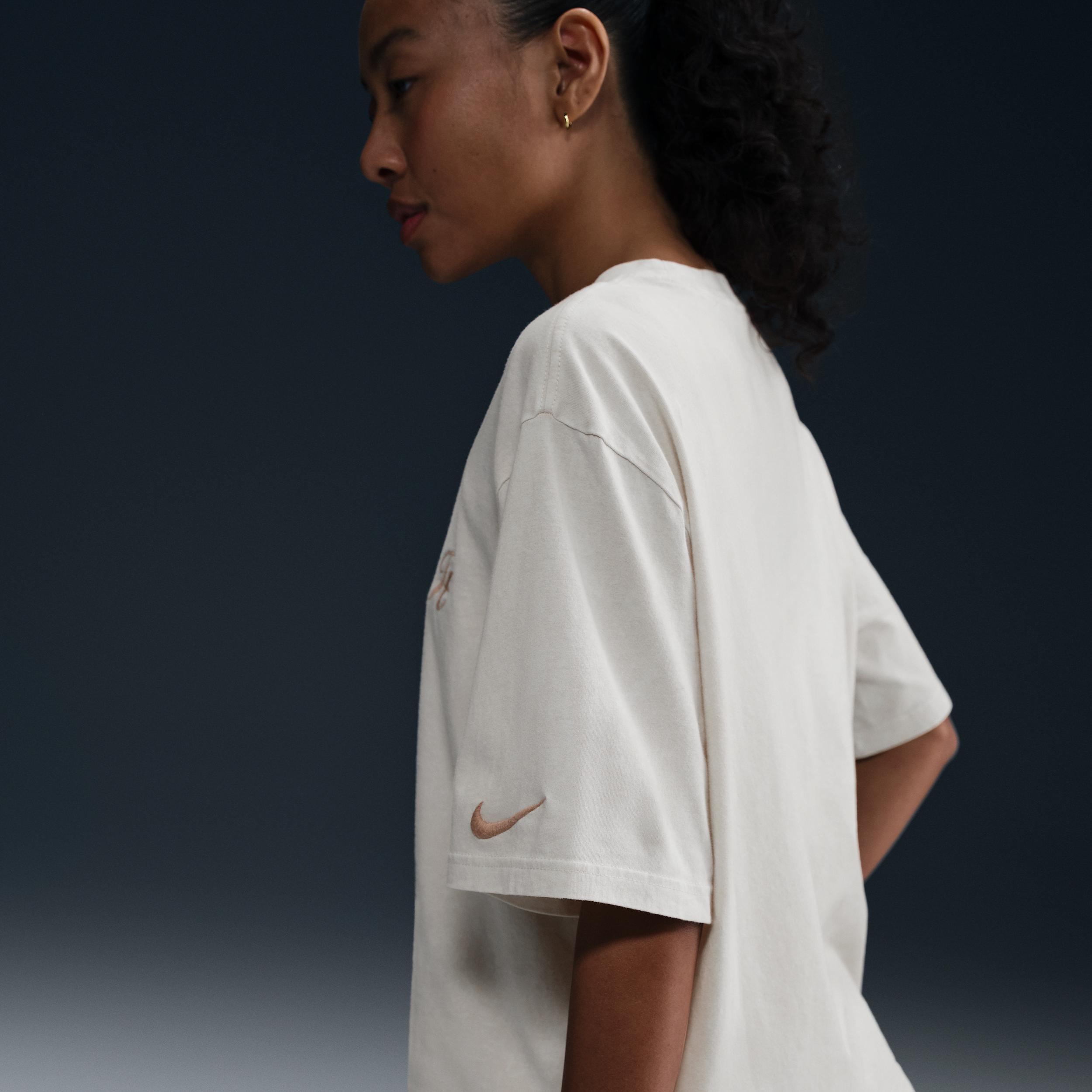 Women's Nike Sportswear "Just Do It" Embroidered Stonewash Graphic Tee, Size: Small, Light Orewood Product Image