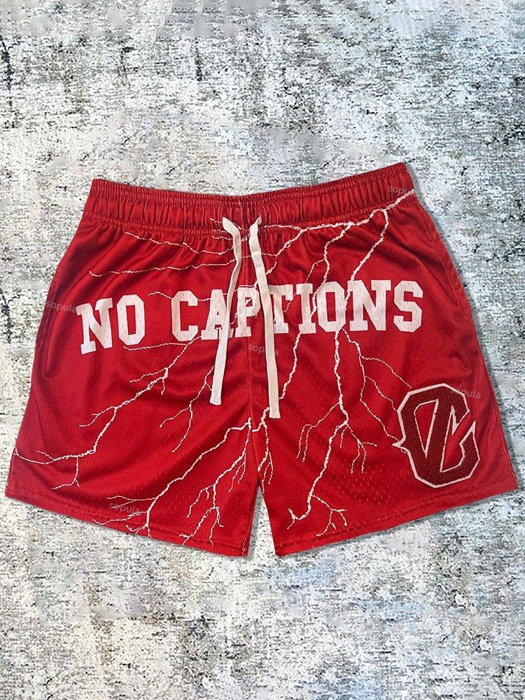 Sopula Red Lightning Print Mesh Shorts Product Image