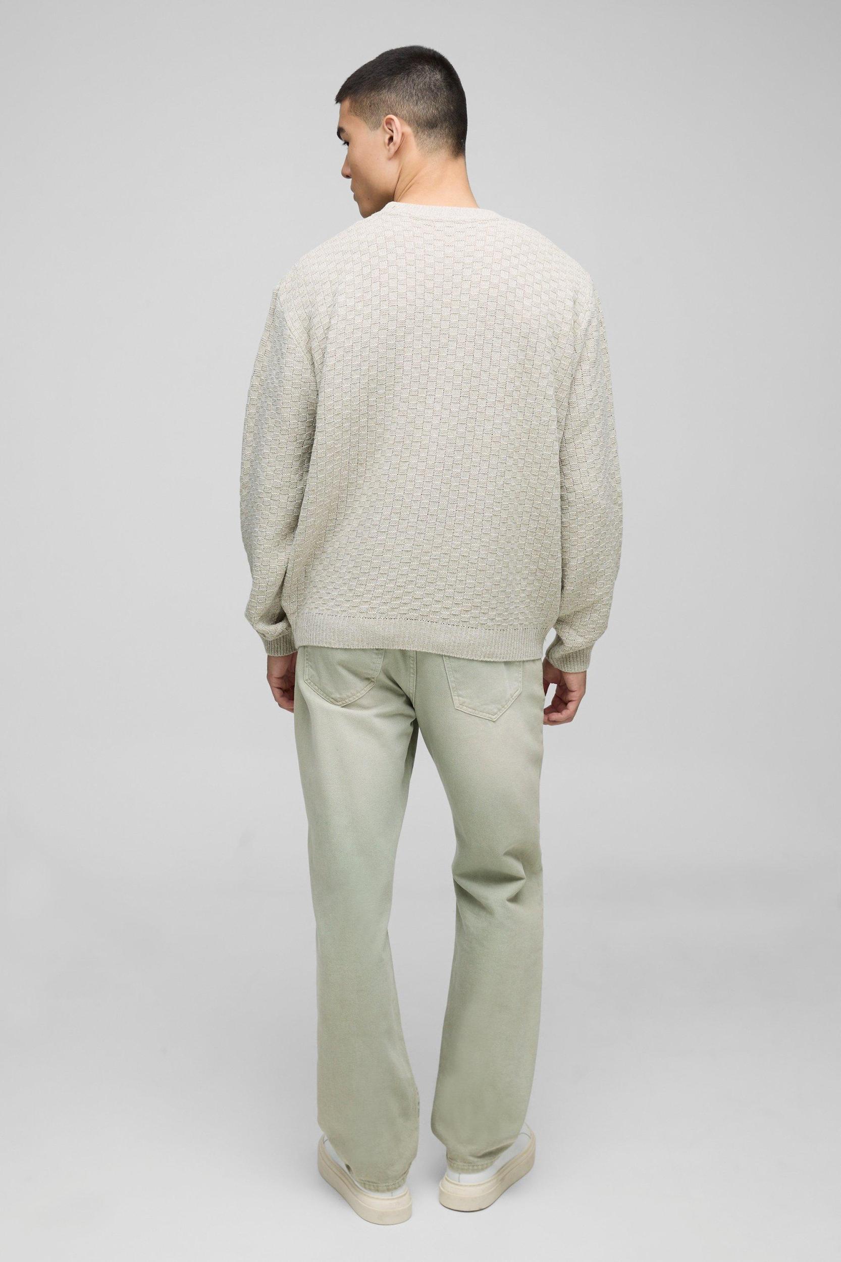 Oversized Boxy Basket Knitted Crew Sweater | boohooMAN USA Product Image