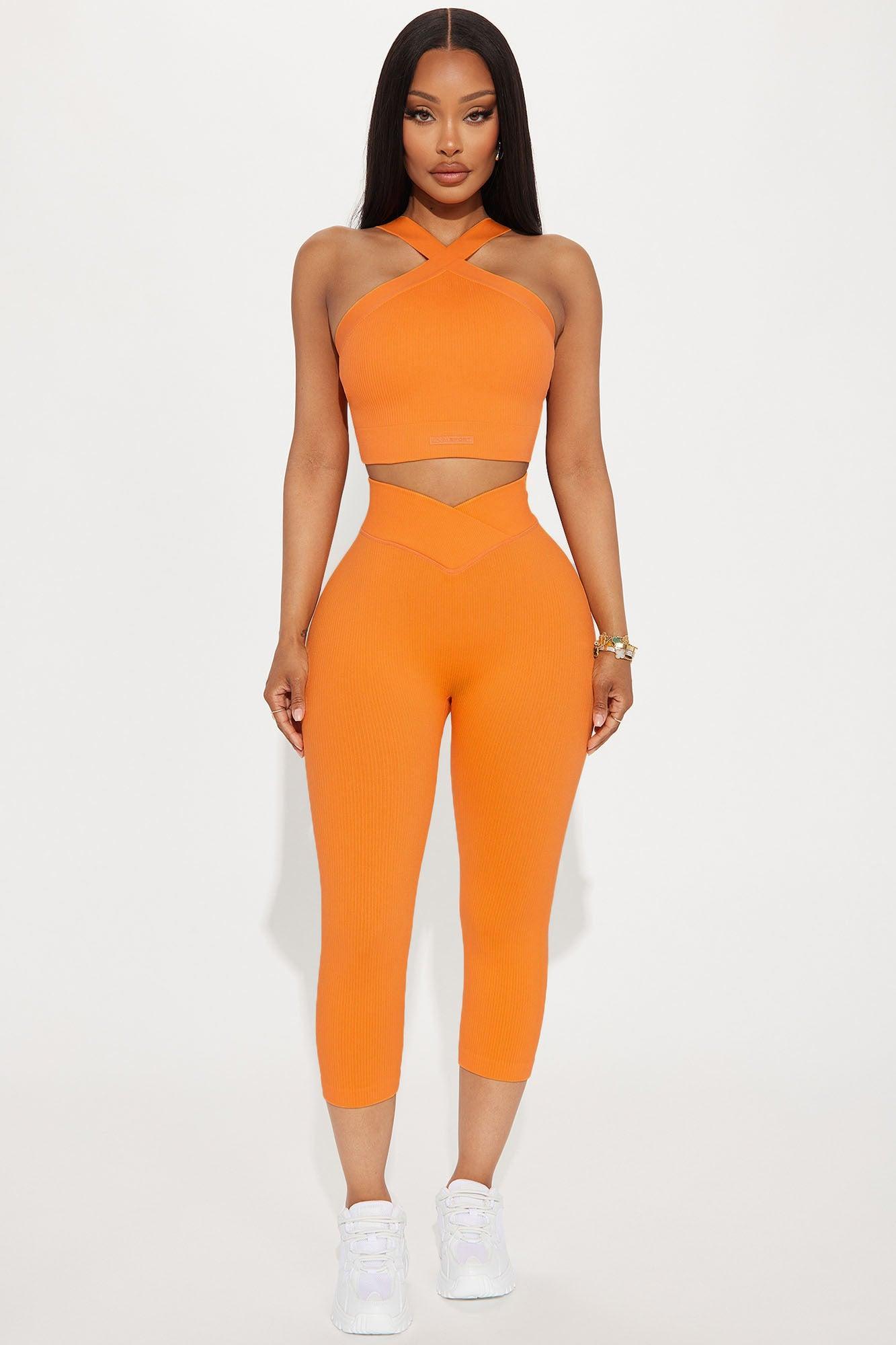 Double Cross Effortless Seamless Active Capri - Tangerine Product Image