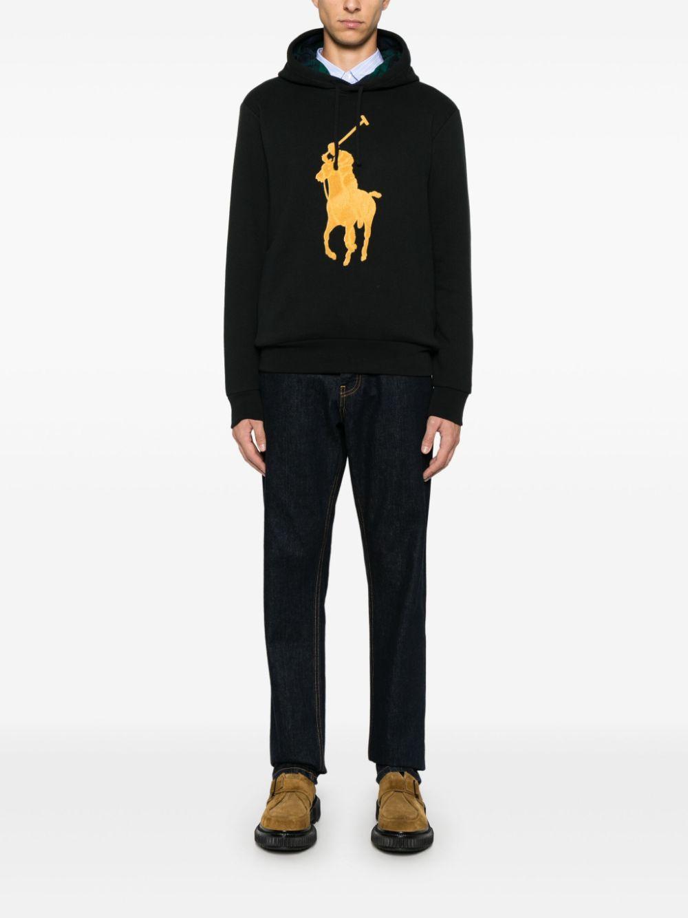 POLO RALPH LAUREN Polo Pony-motif Hoodie In Black/gold Product Image