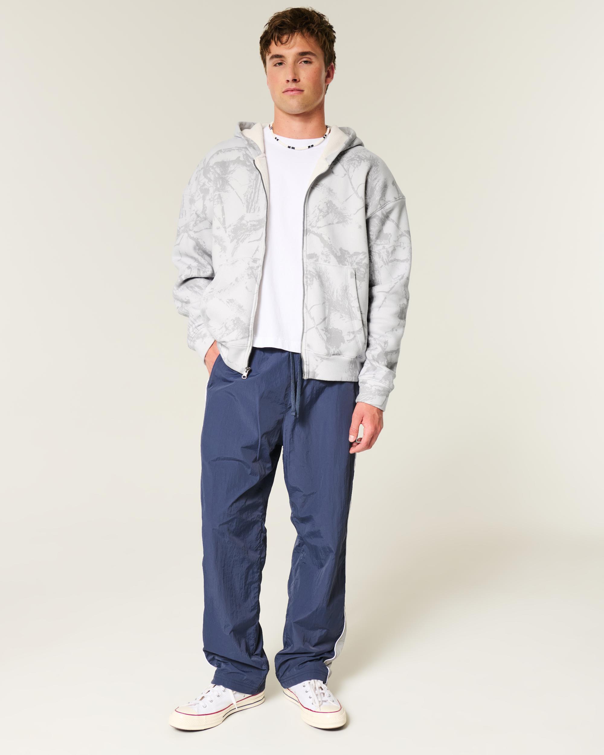 Boxy Waffle-Lined Zip-Up Hoodie Product Image