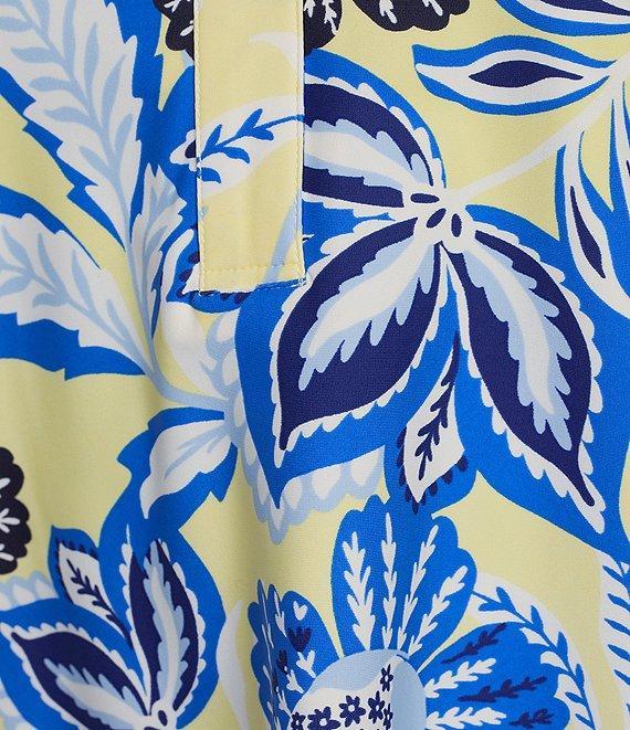 Jude Connally Coordinating Hadley Blooming Botanics Print Jude Cloth Knit Point Collar Long Split Roll Cuff Sleeve Tunic Product Image