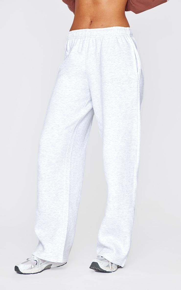 Tall Grey Marl Embossed Studio Archives Wide Leg Sweatpants Product Image