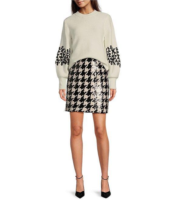 tyler boe Cindy Woven Sequin Houndstooth Skirt Product Image