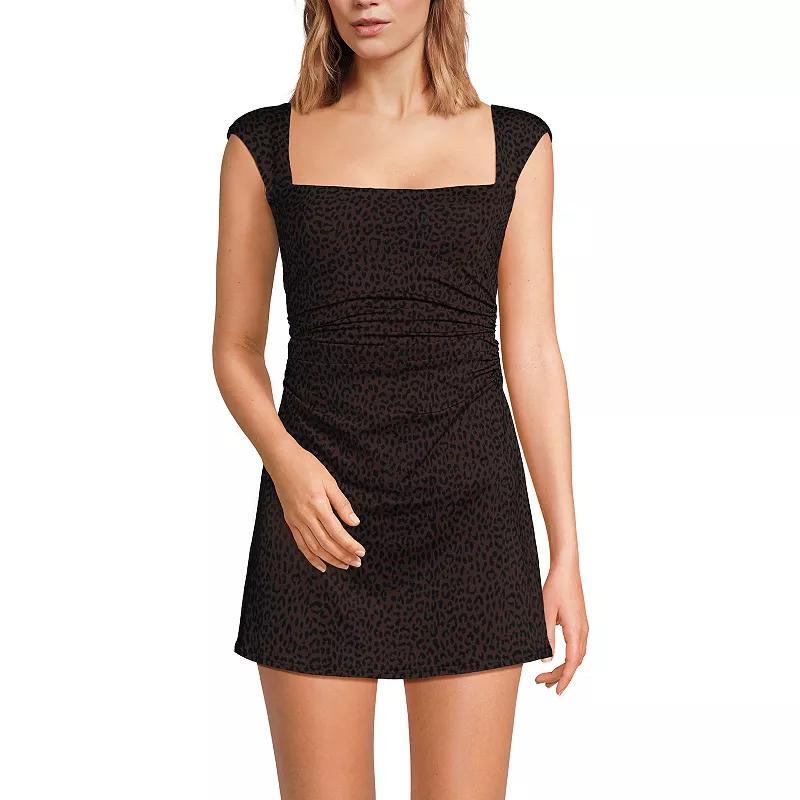 Women's Lands' End Smoothing Square Neck Ruched Swim Dress Swimsuit,  Product Image