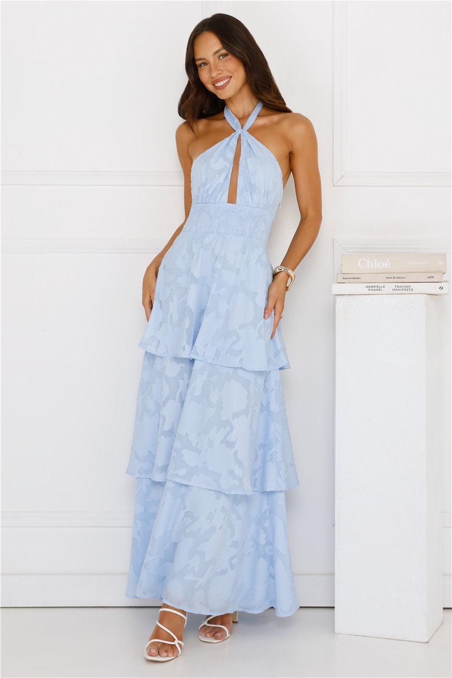 Island Sway Halter Maxi Dress Blue Product Image