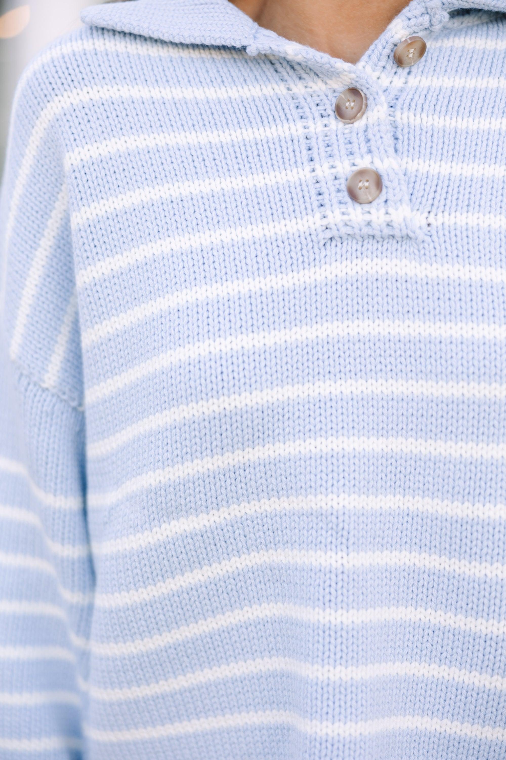 Think It Over Light Blue Striped Sweater Female Product Image