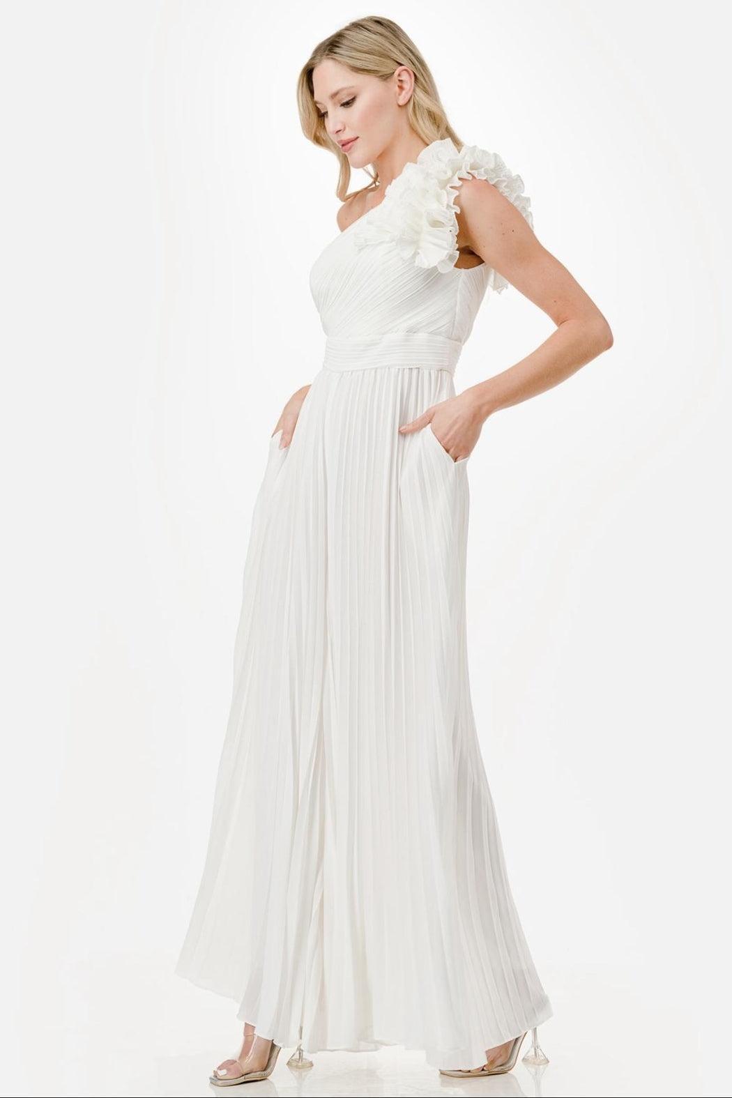 One-Shoulder Pleated Jumpsuit Product Image