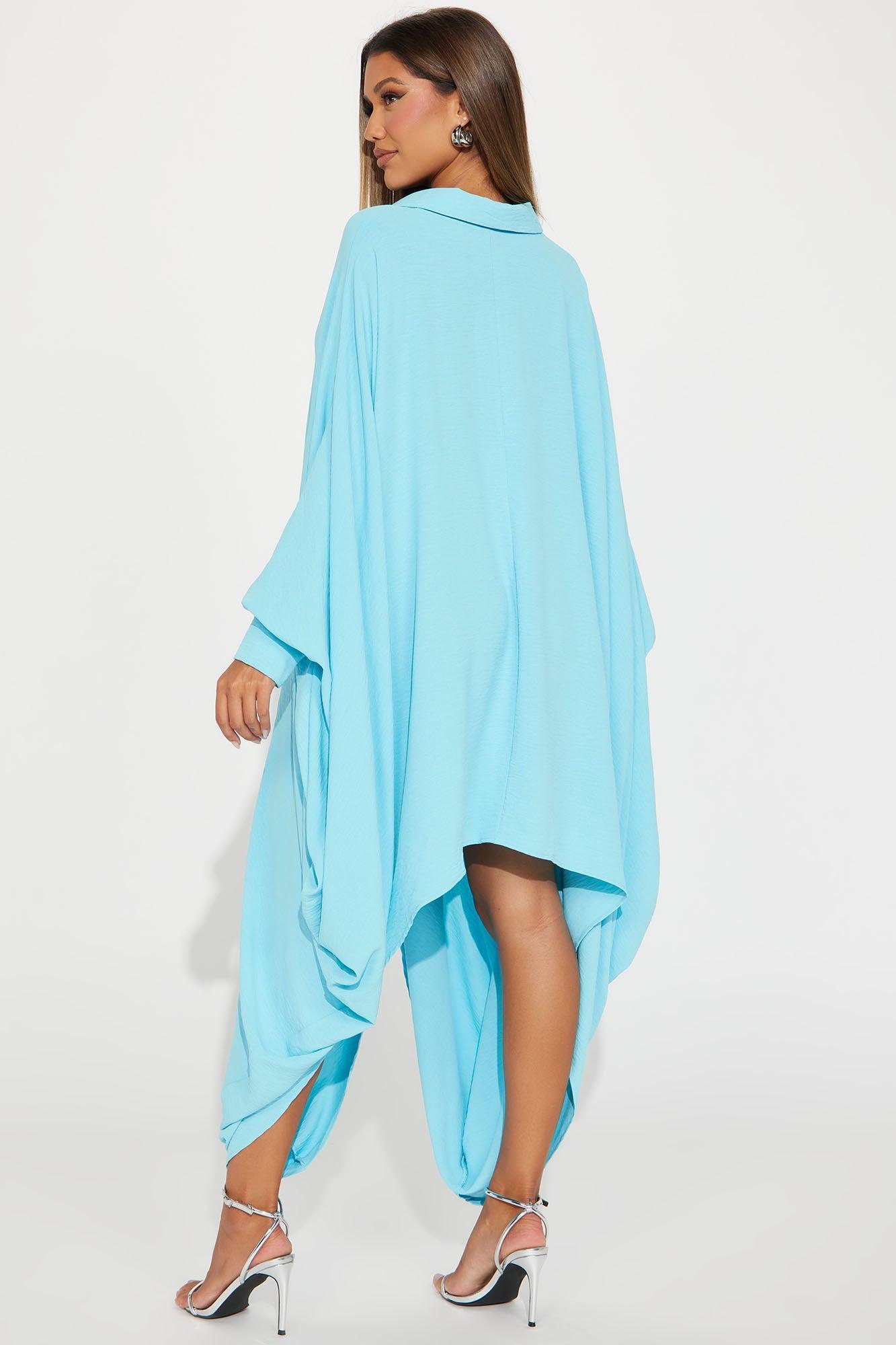 She's A Goddess Oversized Mini Dress - Turquoise Product Image