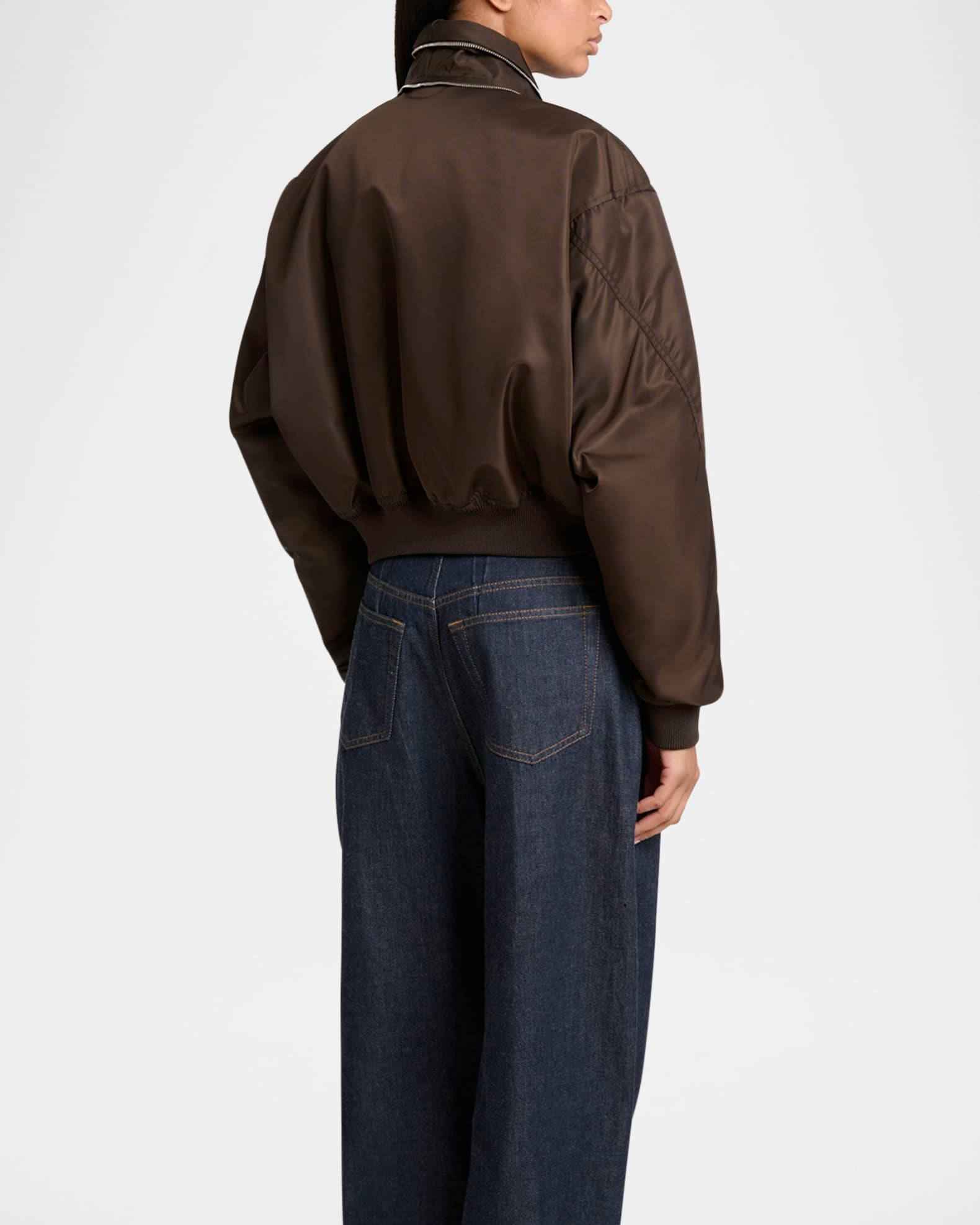 Zipped Double Shawl-Collar Crop Bomber Product Image