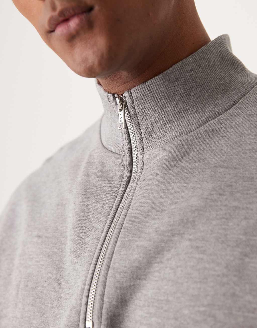 ASOS DESIGN essential boxy oversized sweatshirt with quarter zip in gray heather Product Image