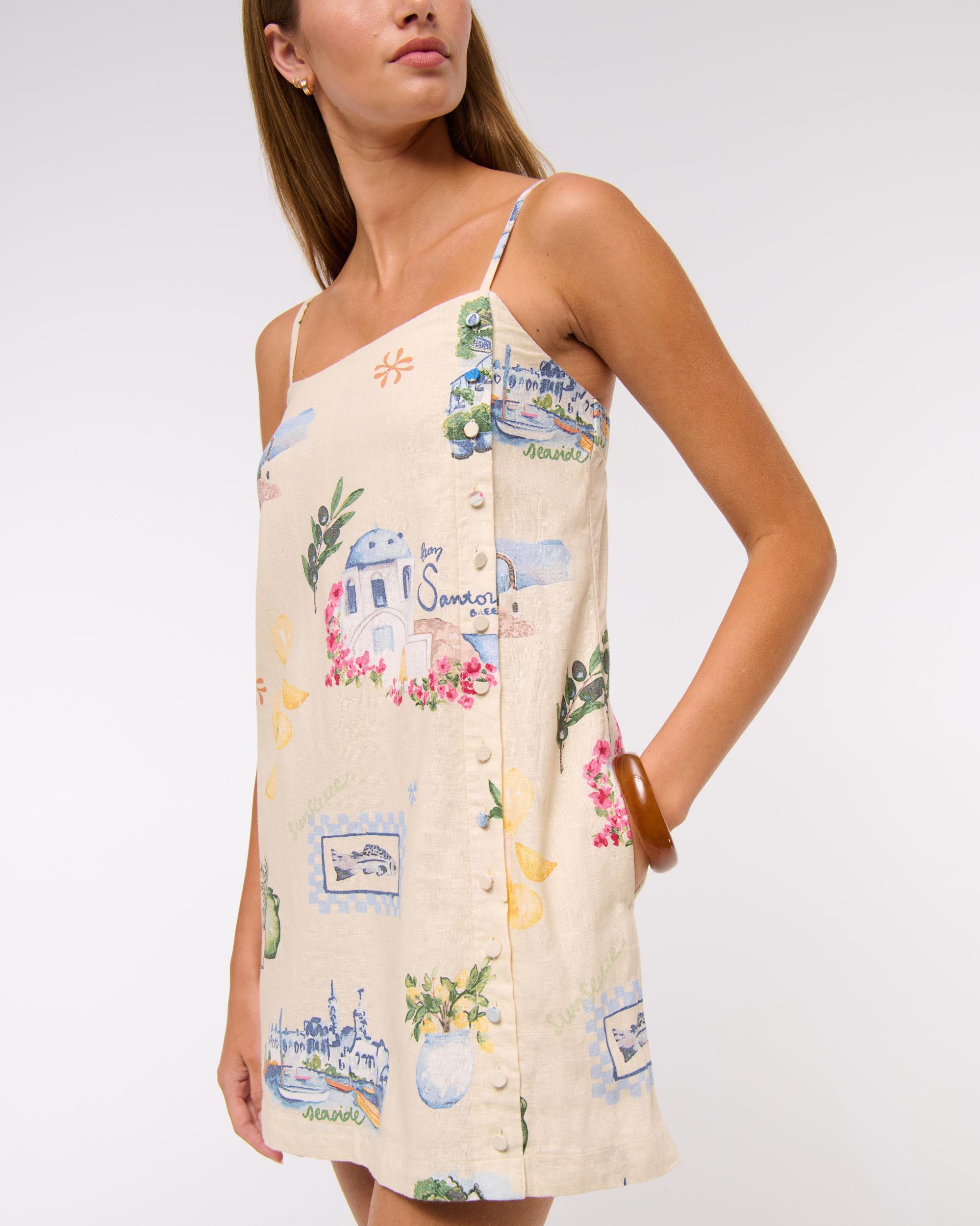 Linen-Blend Button Skort Product Image