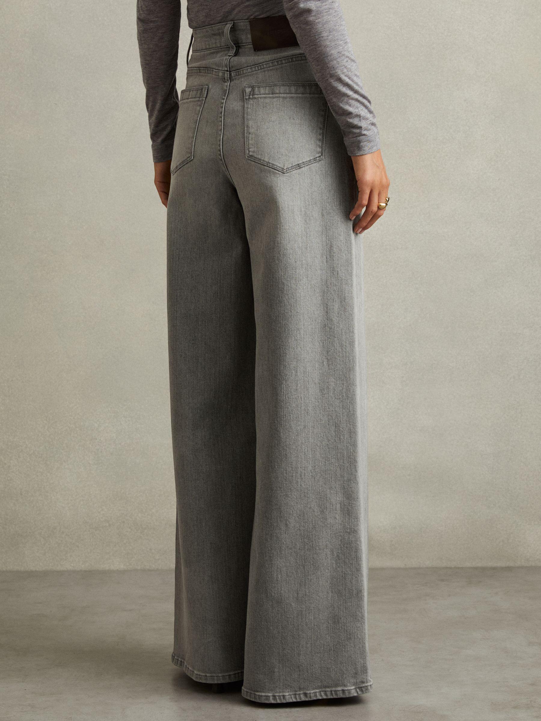 Petite Wide Leg Jeans in Washed Grey Product Image