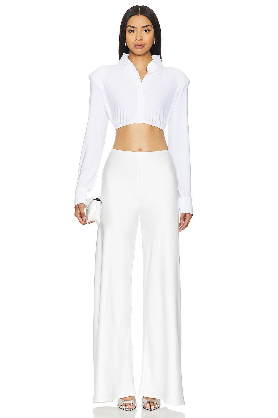 Cropped Shirt With Shoulder Pads Norma Kamali Product Image