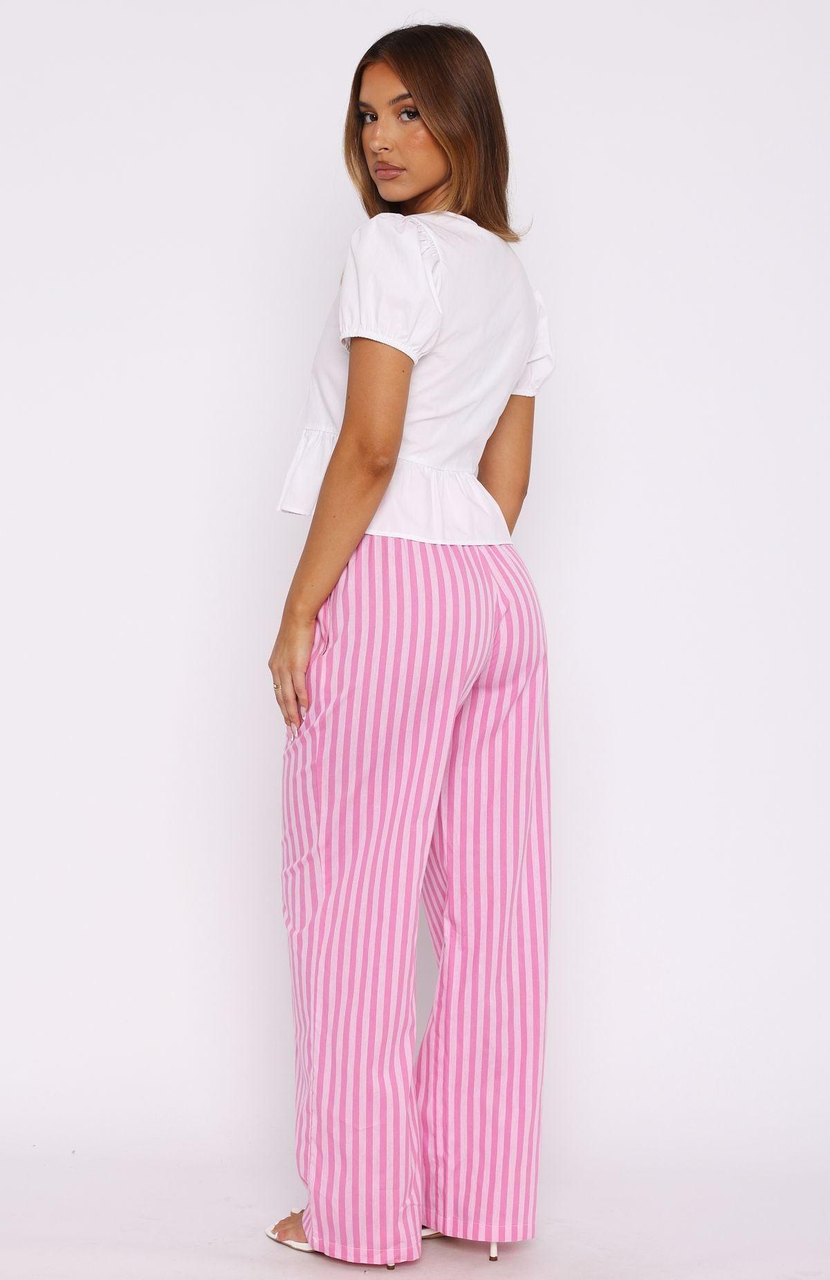 Wondering About You Striped Pants Pink Product Image