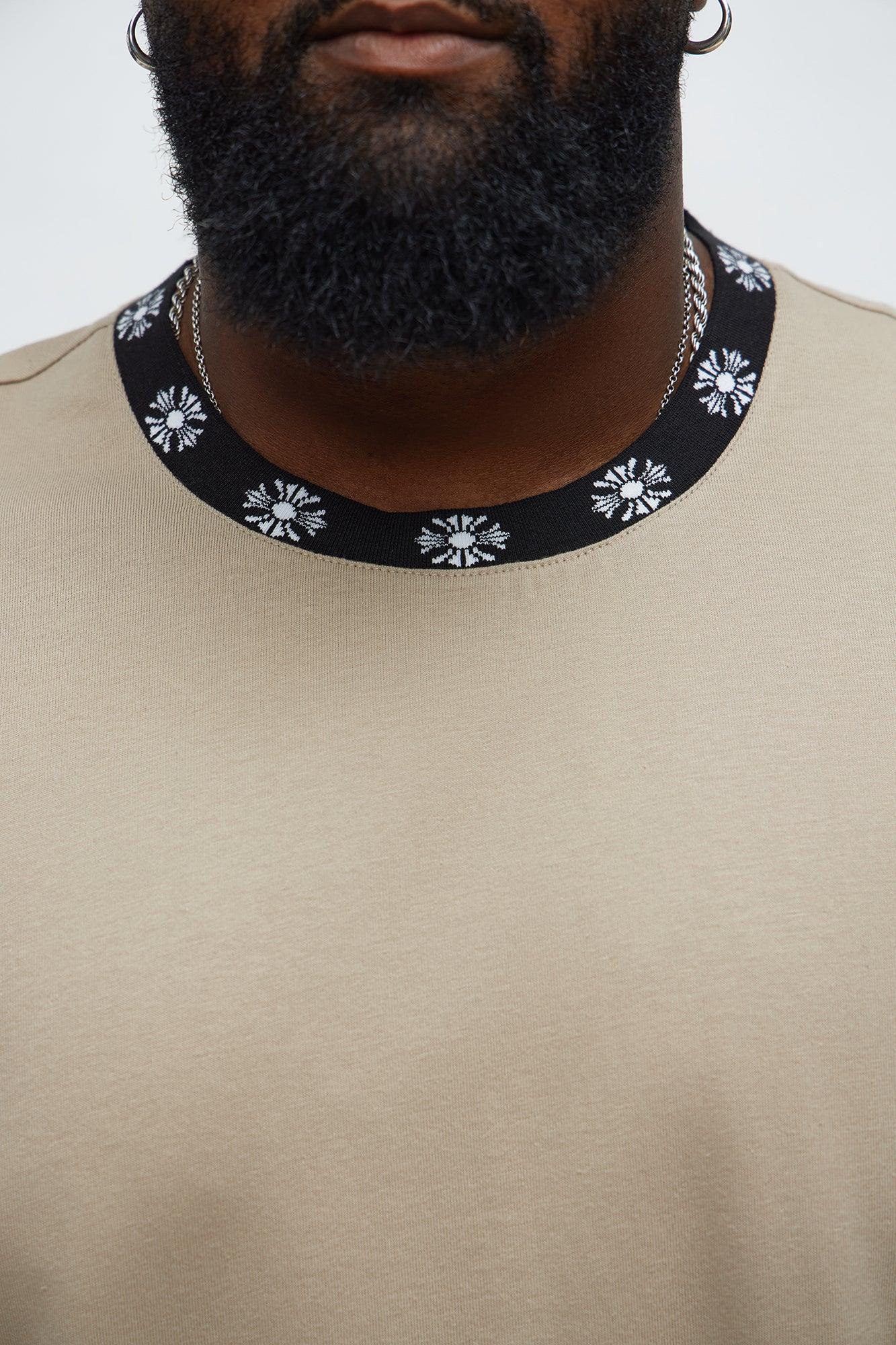 Short Sleeve Cross Collar Graphic - Stone Male Product Image