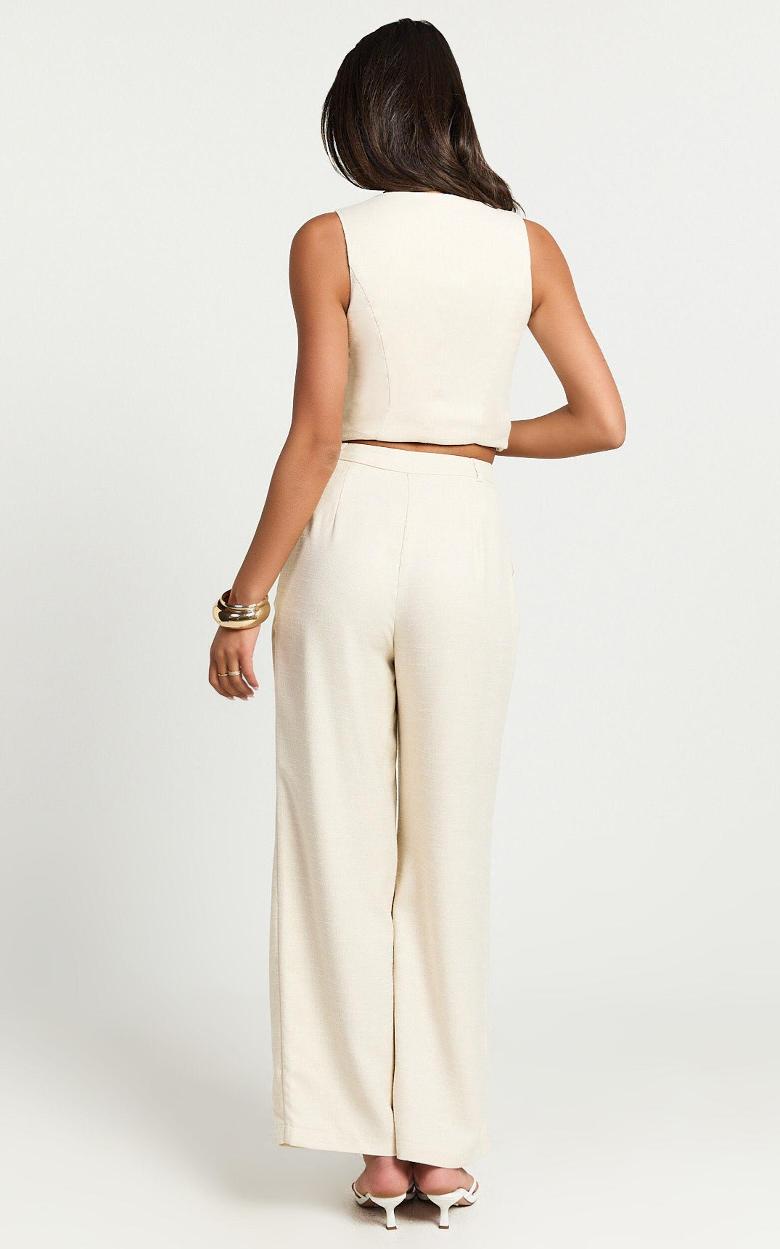 Andie Pants - High Waist Tailored Pants in Cream Product Image