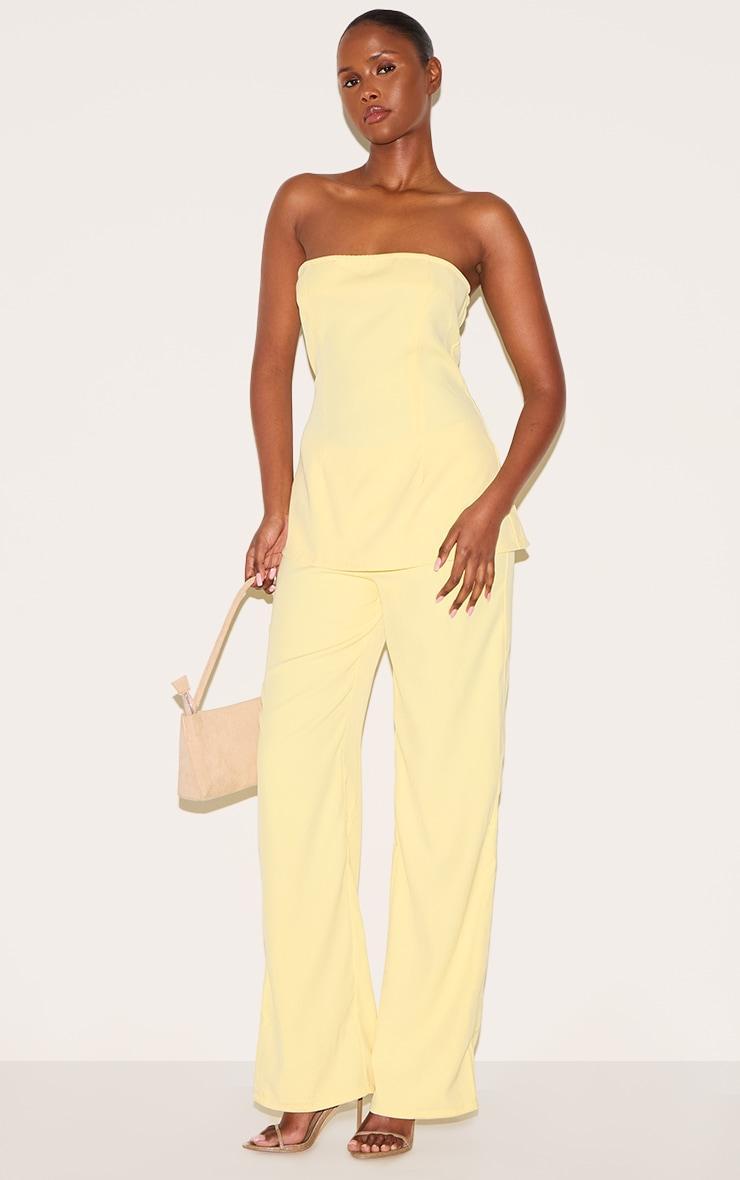 Lemon Woven Tailored Longline Bandeau Flared Jumpsuit Product Image
