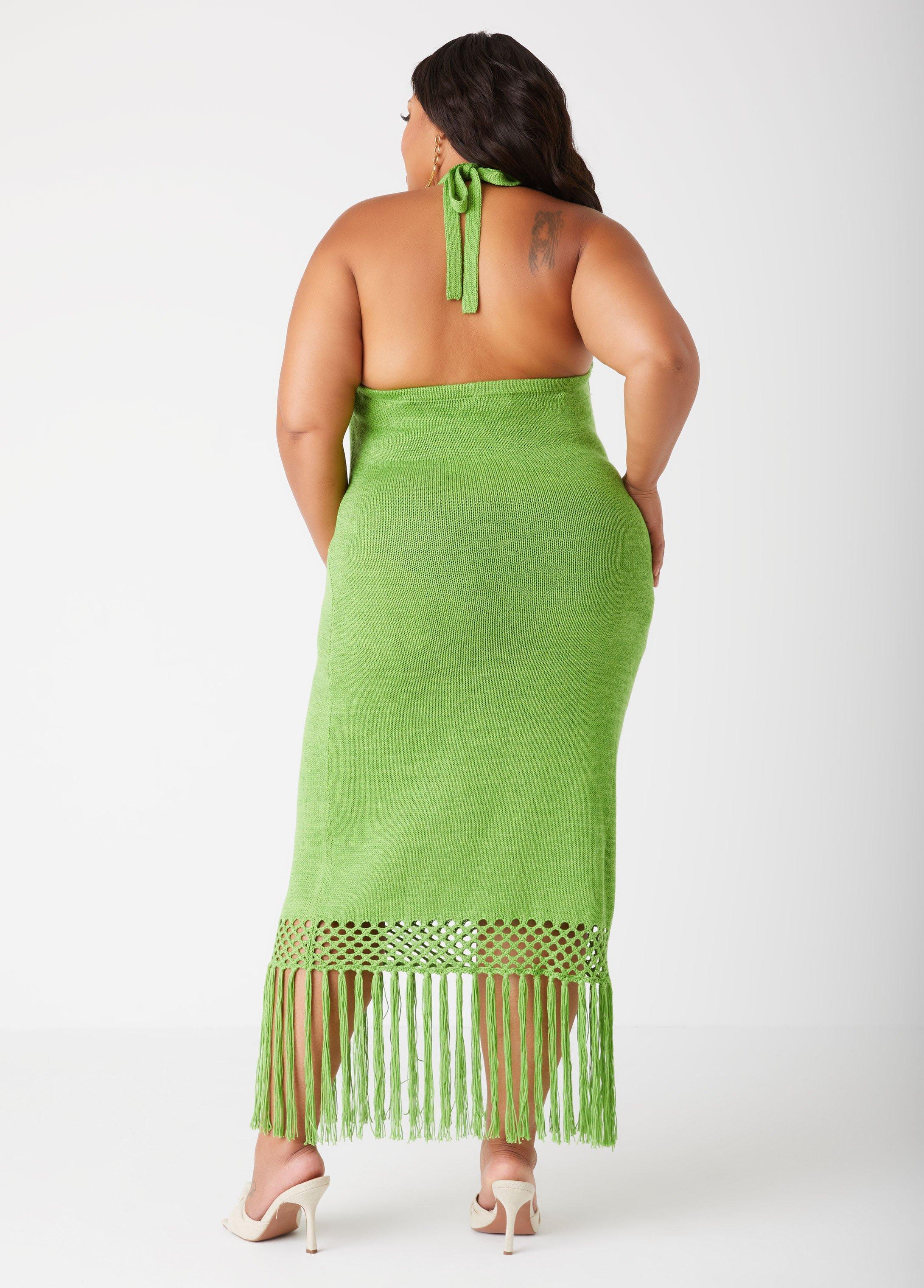 Fringed Halter Midaxi Dress Product Image