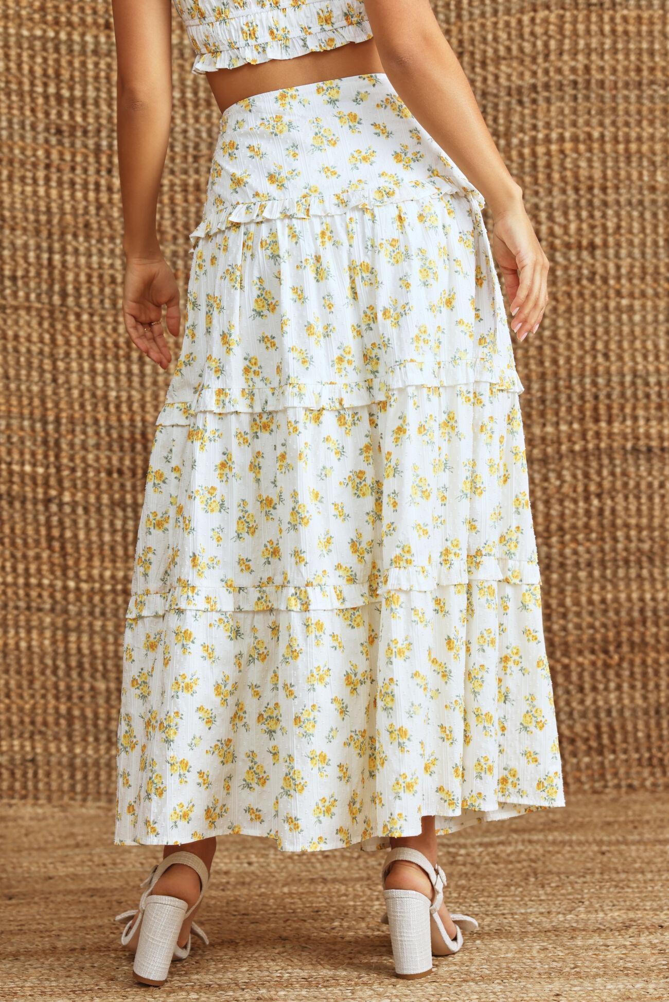 Abby Ruffle Tier Midi Skirt Product Image