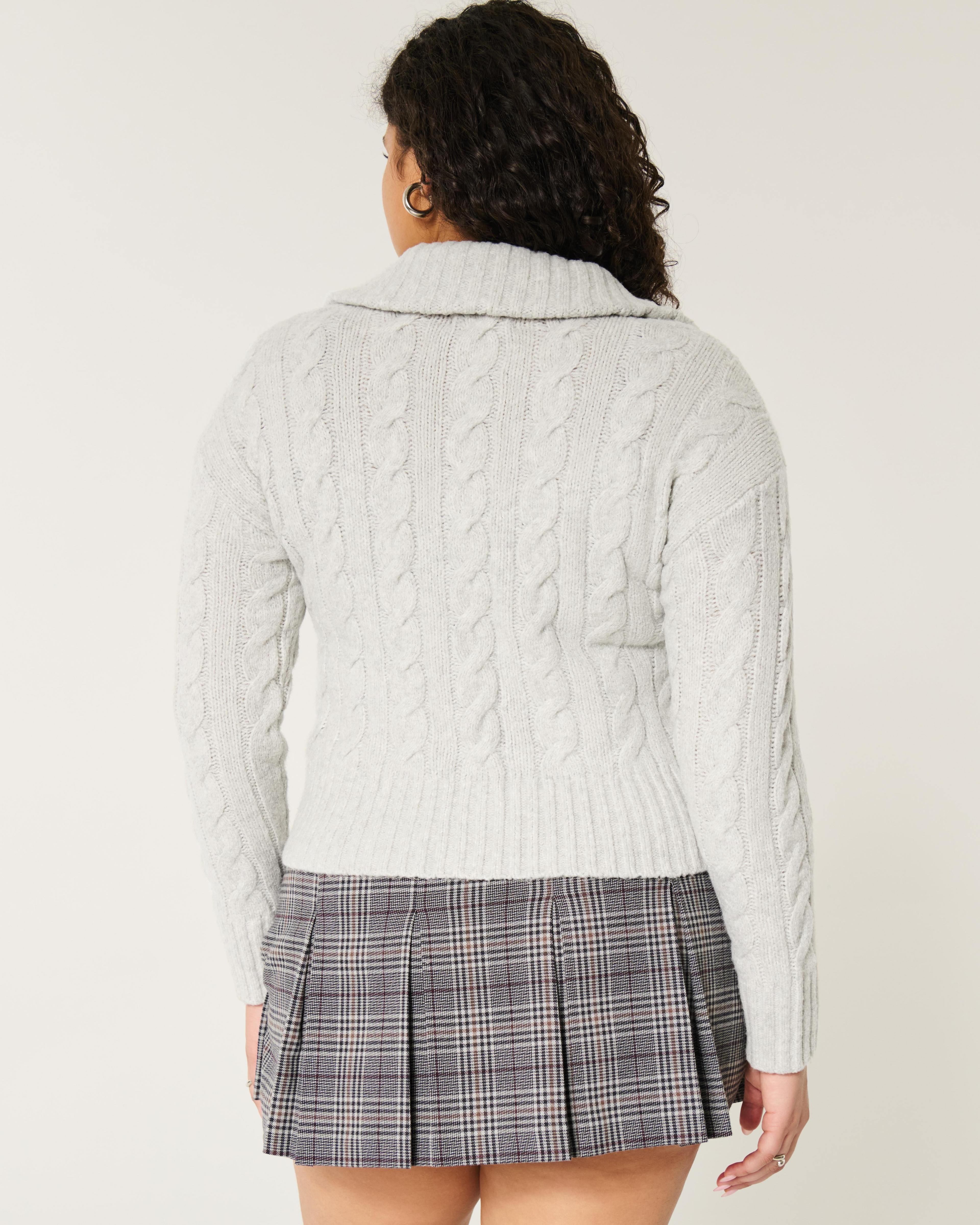 Hollister Comfy Cloud Zip-Up Cable-Knit Sweater Product Image