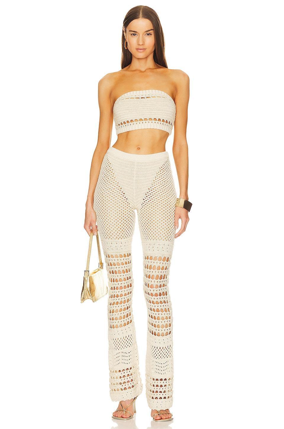 Luiz Strapless Top in Ivory And Gold retrofete Product Image