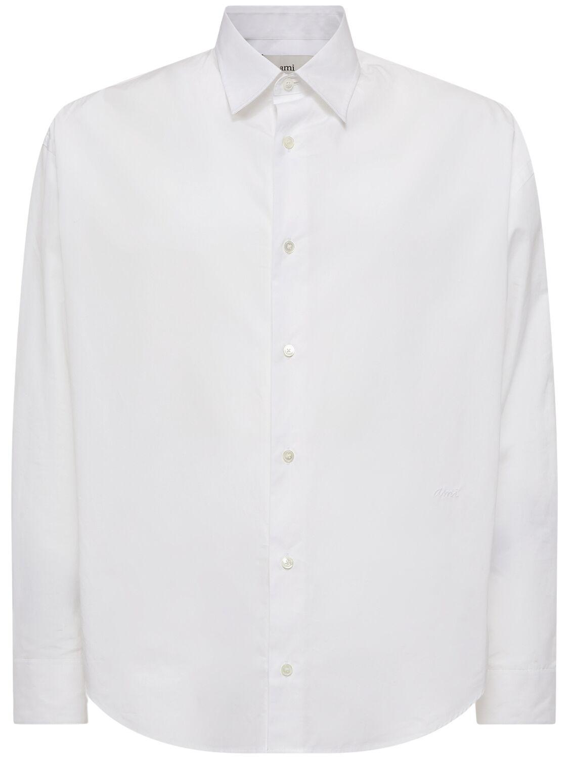 AMI ALEXANDRE MATTIUSSI Boxy Cotton Shirt In White Product Image