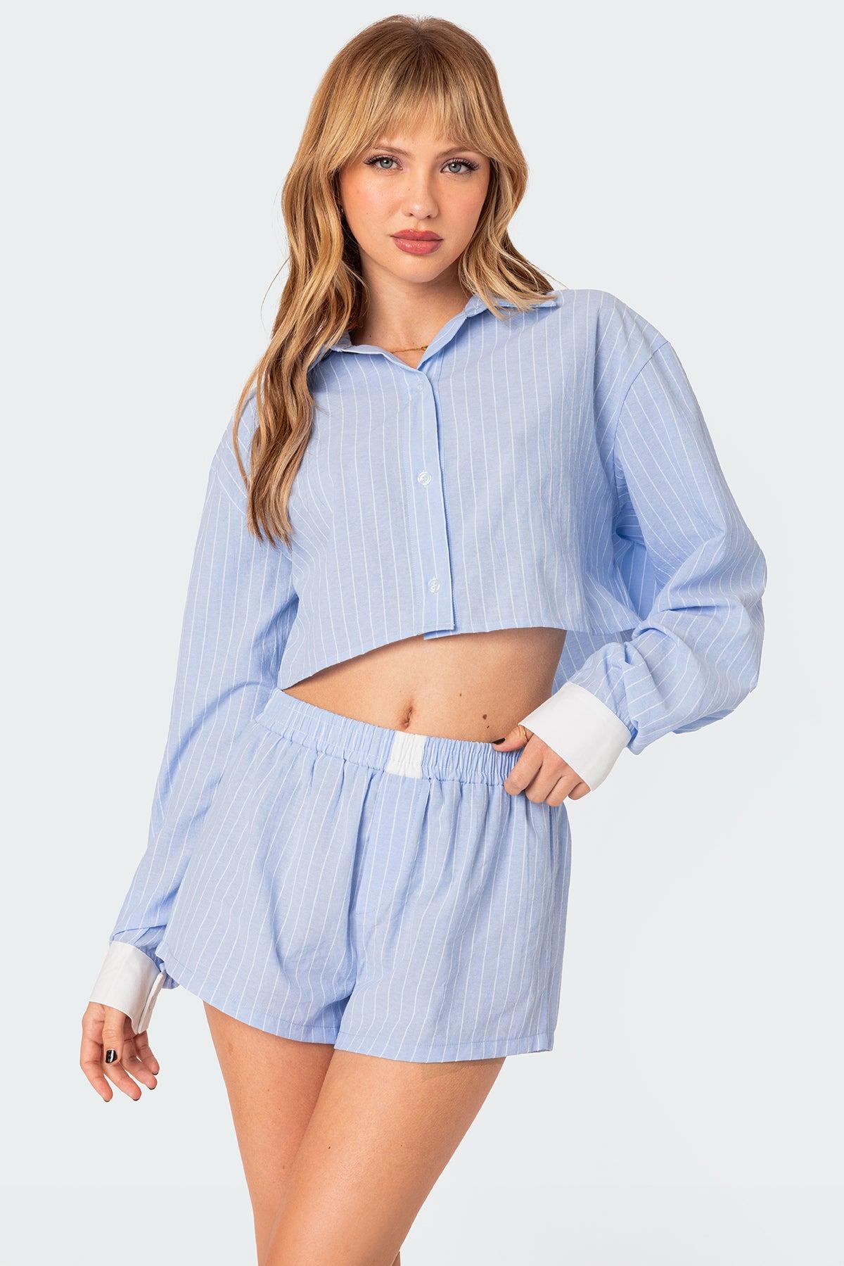 Lea Cropped Button Up Shirt Product Image